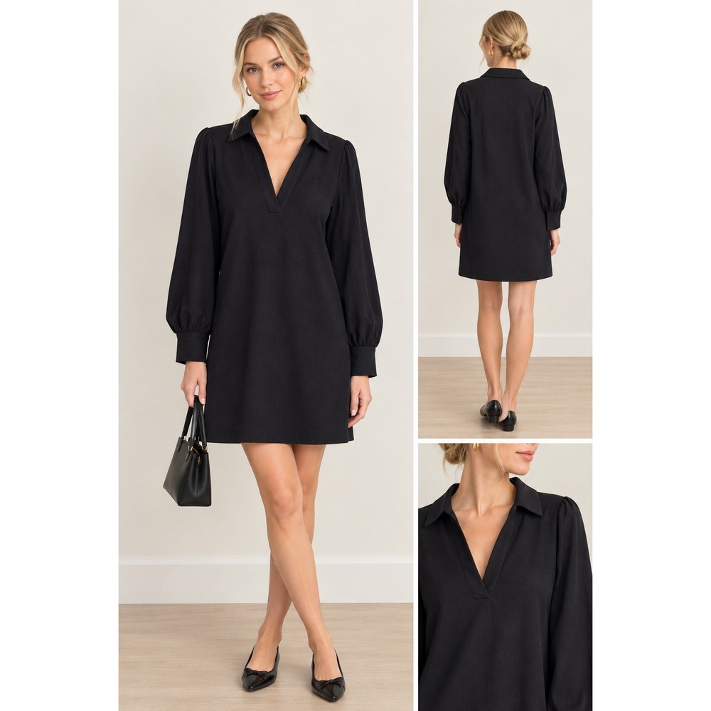 Pomander Place henley collared shift dress Size M black career tuckernuck